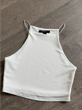 Forever 21 Cream High Neck Cropped Tank Top